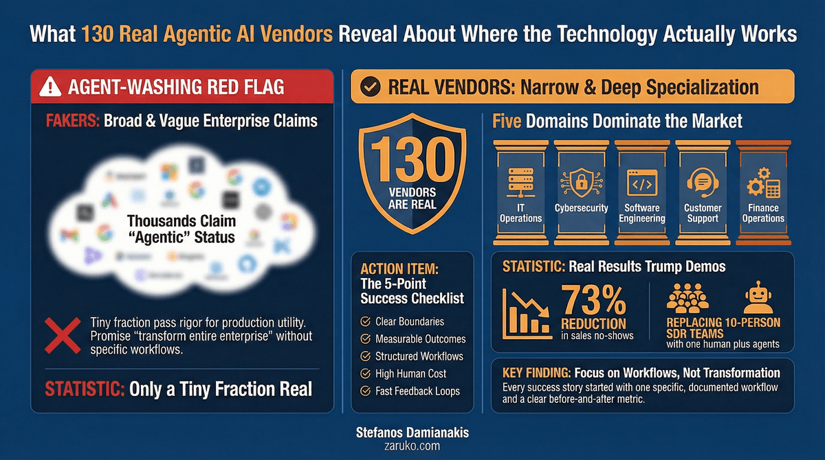 What 130 Real Agentic AI Vendors Reveal About Where the Technology Actually Works